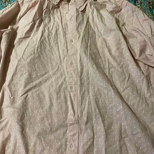 J. Crew Slim Fit Pink with White Polka Dots button down